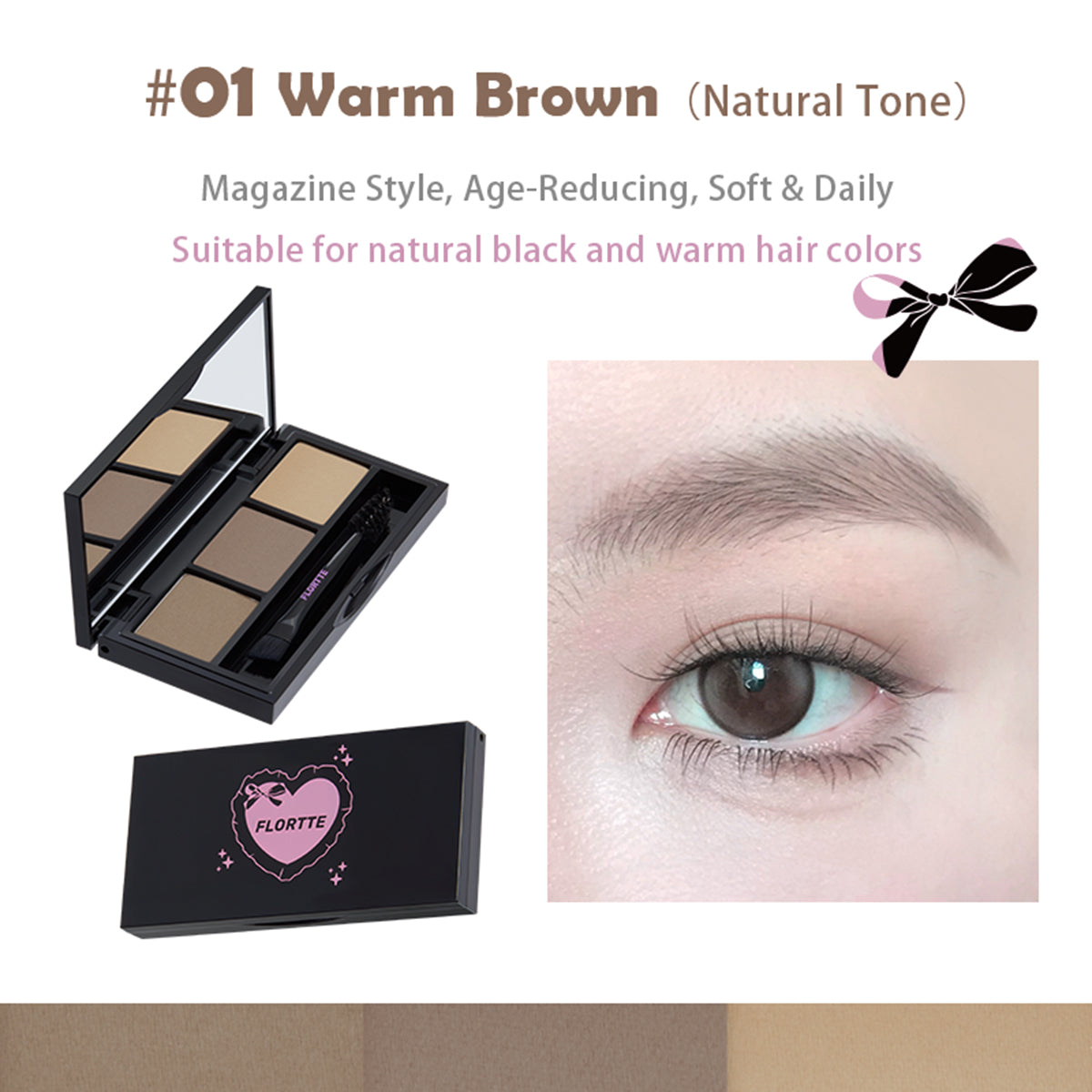 FLORTTE I Have No Worries Series 3-Color Eyebrow Powder