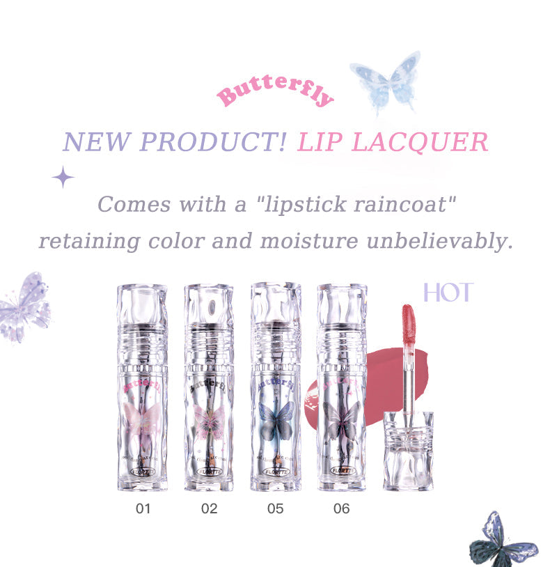 FLORTTE Butterfly Hello Beauty Lip Lacquer (Non-Stick Cup)