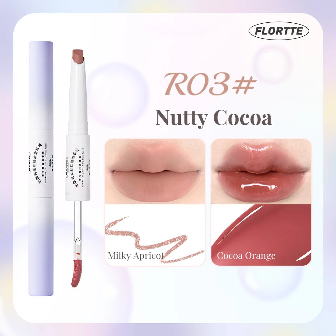 FLORTTE Rainbow Bubble Dual-Ended Lip Liner & Gloss Pen