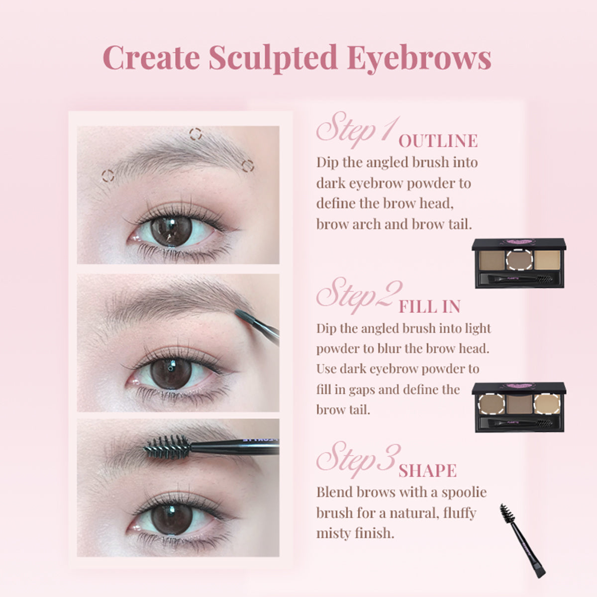 FLORTTE I Have No Worries Series 3-Color Eyebrow Powder