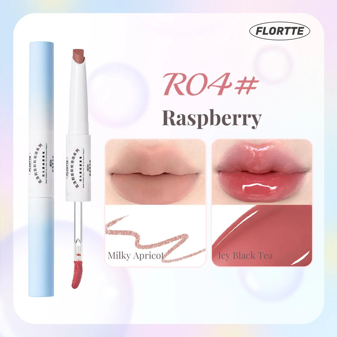 FLORTTE Rainbow Bubble Dual-Ended Lip Liner & Gloss Pen