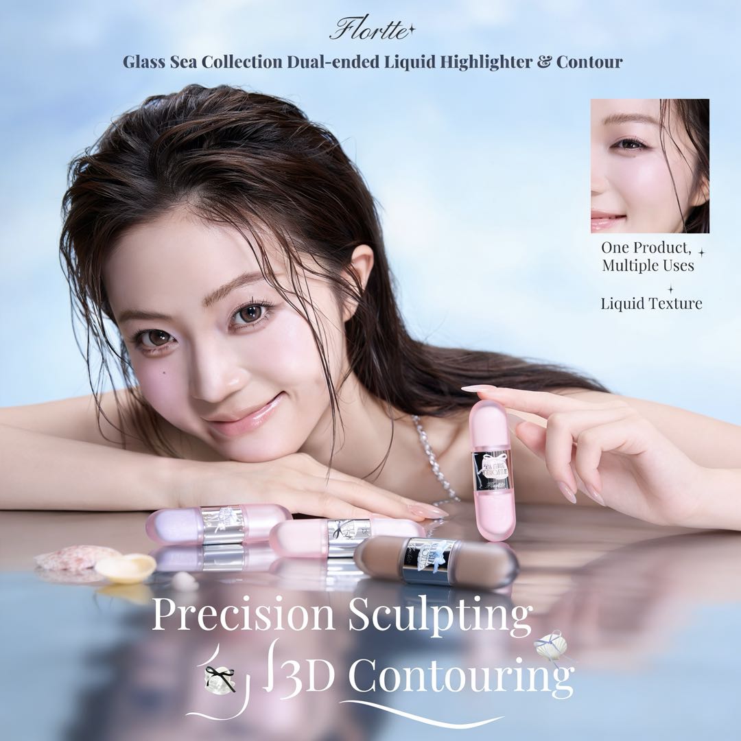 FLORTTE Glass Sea Collection Dual-ended Liquid Highlighter & Contour
