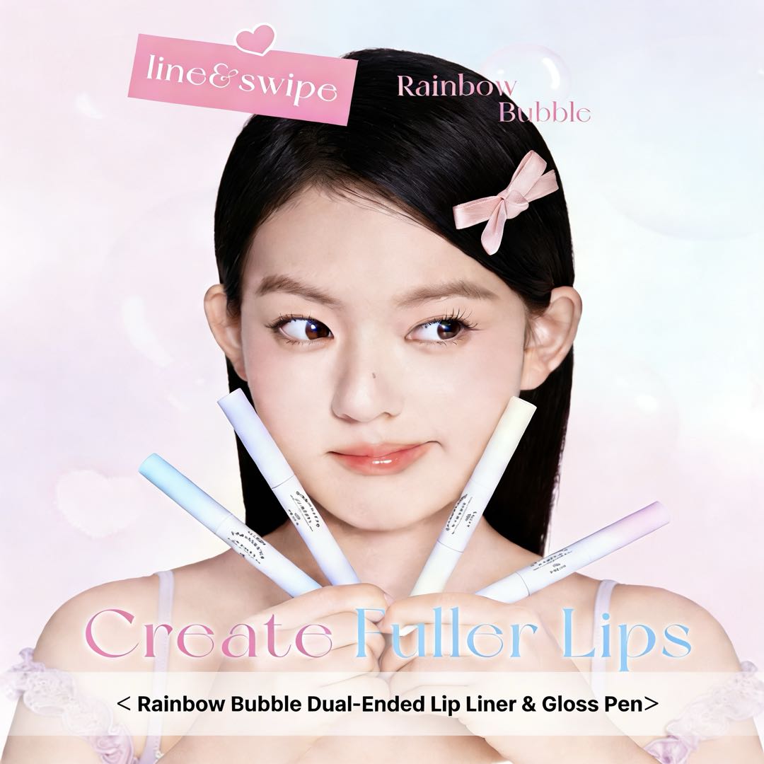 FLORTTE Rainbow Bubble Dual-Ended Lip Liner & Gloss Pen