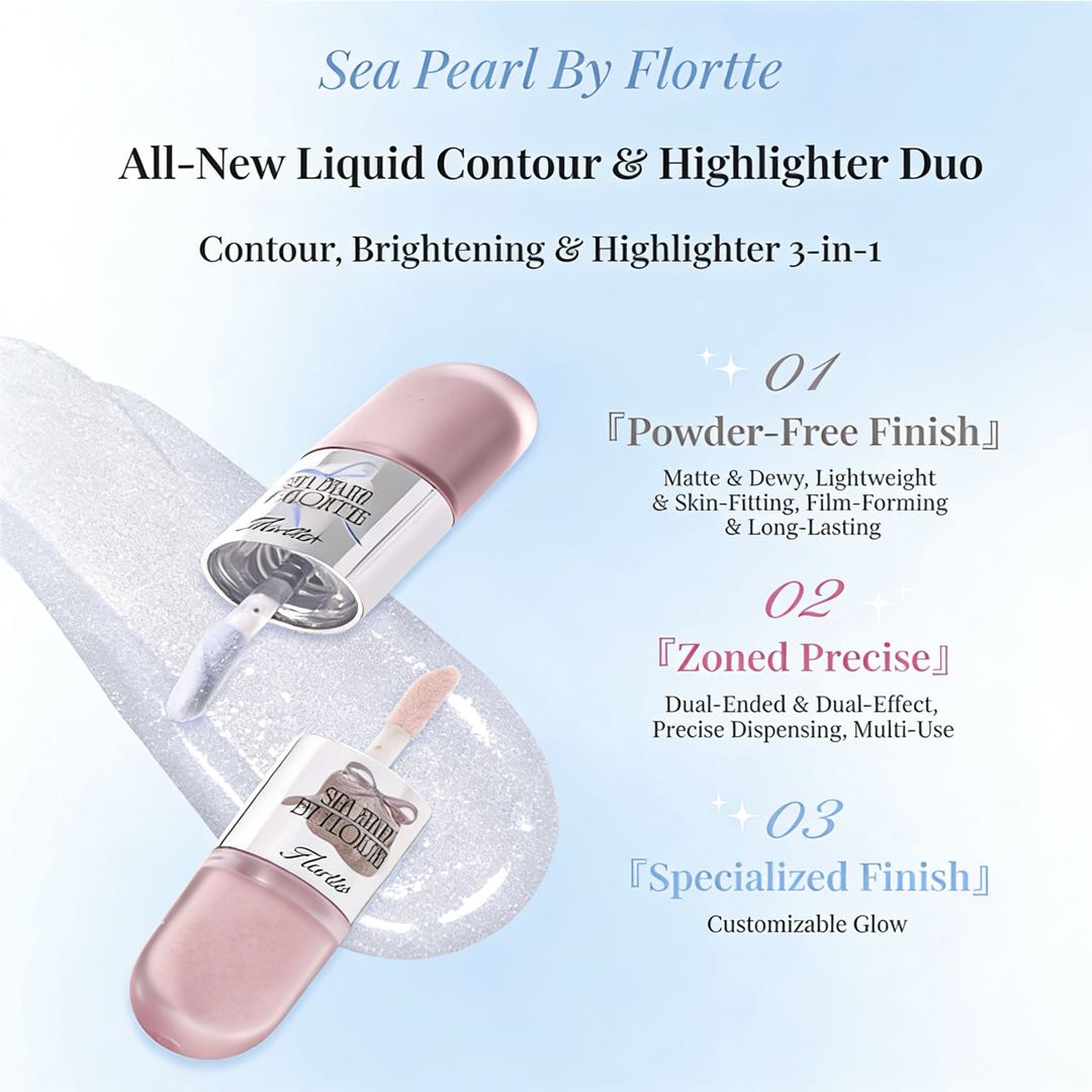 FLORTTE Glass Sea Collection Dual-ended Liquid Highlighter & Contour